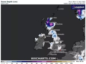 雪：由于整个英国都受到寒冷天气的影响，英国将面临高达18英寸的降雪